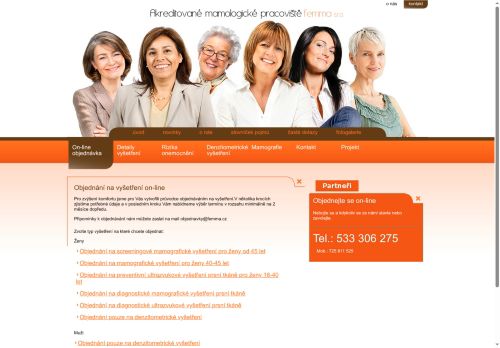 Desktop verze webu FEMMA, s.r.o.
