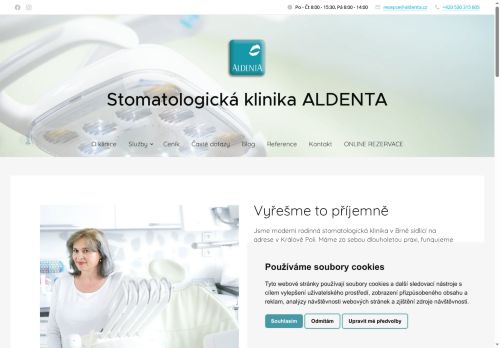 Desktop verze webu ALDENTA, s.r.o.