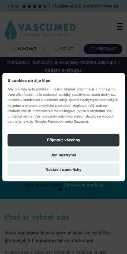 Mobilní verze webu VASCUMED s.r.o.