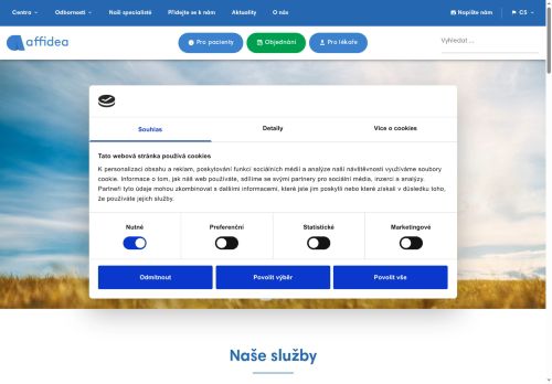 Desktop verze webu Affidea Brno s.r.o.
