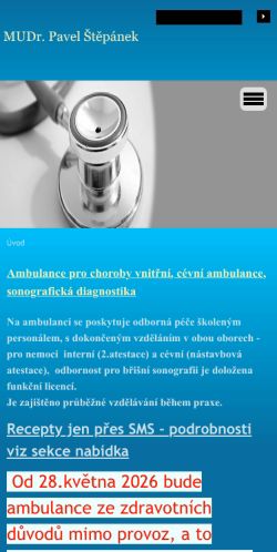 Mobilní verze webu Interní a cévní ambulance, s.r.o.