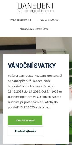 Mobilní verze webu Danedent s.r.o.