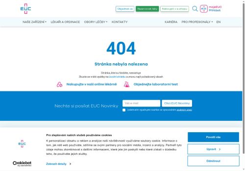 Desktop verze webu EUC Klinika Brno s.r.o.
