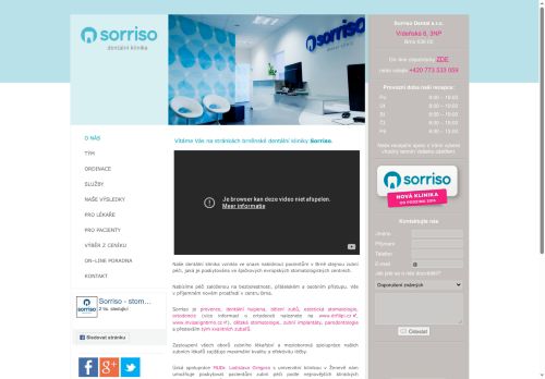 Desktop verze webu Sorriso Dental s.r.o.