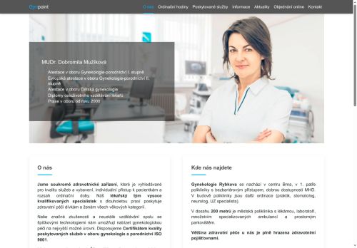 Desktop verze webu Gynekologie Rybkova s.r.o.