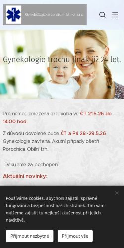 Mobilní verze webu Gynekologické centrum ŠÁRKA s.r.o.