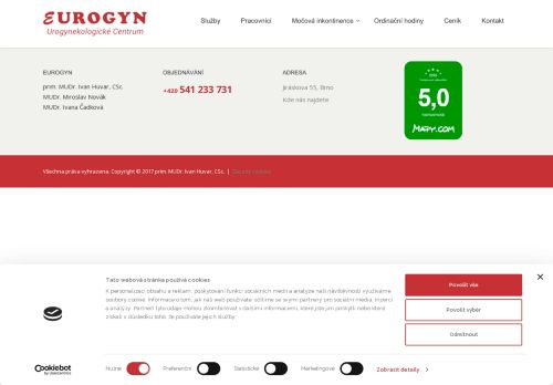Desktop verze webu EUROGYN MUDr. Ivan Huvar s.r.o.