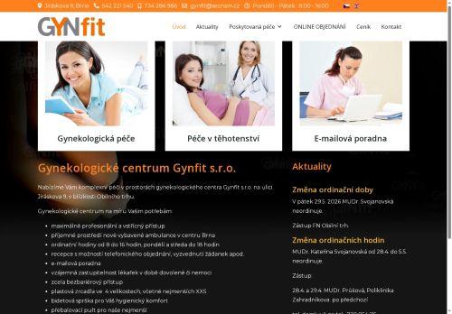 Desktop verze webu Gynfit s.r.o.
