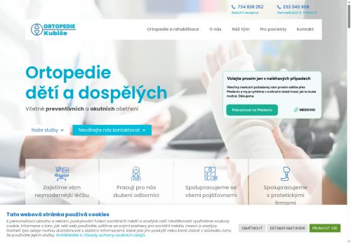 Desktop verze webu Ortopedie - rehabilitace s.r.o.