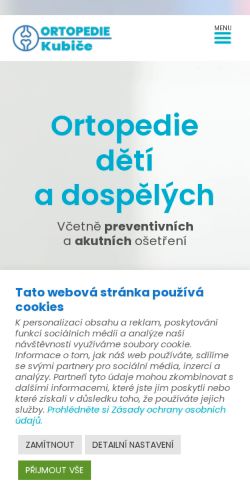 Mobilní verze webu Ortopedie - rehabilitace s.r.o.