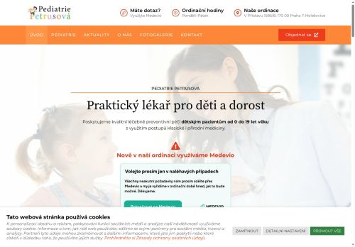 Desktop verze webu Pediatrie Petrusová s.r.o.