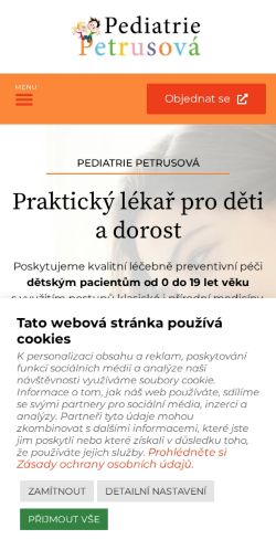 Mobilní verze webu Pediatrie Petrusová s.r.o.