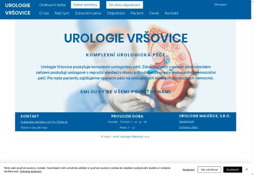 Desktop verze webu Urologie Malešice, s.r.o.