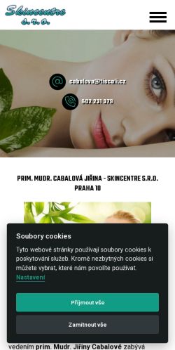 Mobilní verze webu SKINCENTRE s.r.o.
