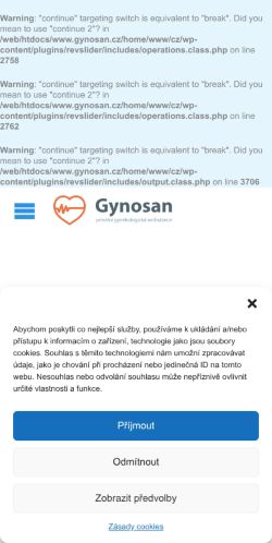 Mobilní verze webu GYNOSAN s.r.o.