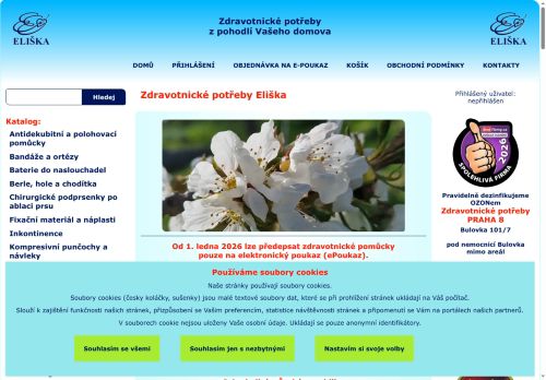 Desktop verze webu Zdravotnické prodejny ELIŠKA s.r.o.