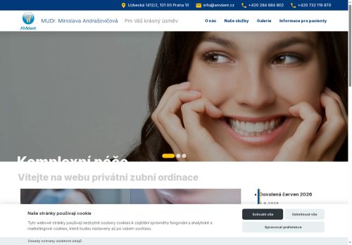 Desktop verze webu AM Dent Praha, s.r.o.