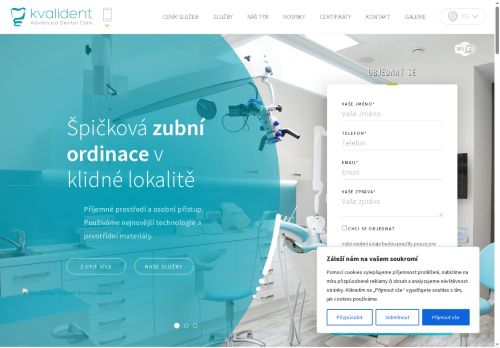 Desktop verze webu KVALIDENT s.r.o.