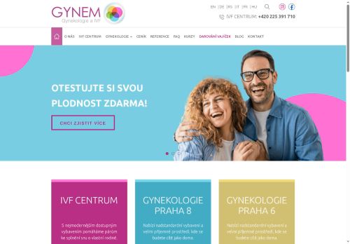 Desktop verze webu GYNEM, s.r.o.