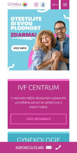 Mobilní verze webu GYNEM, s.r.o.