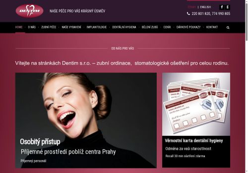 Desktop verze webu Dentim s.r.o.
