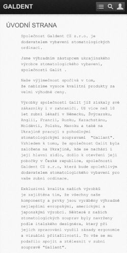 Mobilní verze webu Galdent CZ s.r.o.