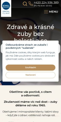Mobilní verze webu Schill Dental Clinic Praha s.r.o.