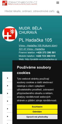 Mobilní verze webu MUDr. Běla Churavá