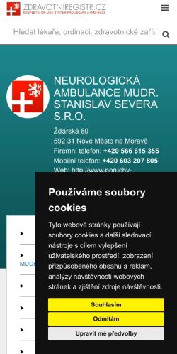 Mobilní verze webu Neurologická ambulance, MUDr. Stanislav Severa s.r.o.