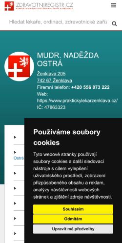 Mobilní verze webu MUDr. Naděžda Ostrá