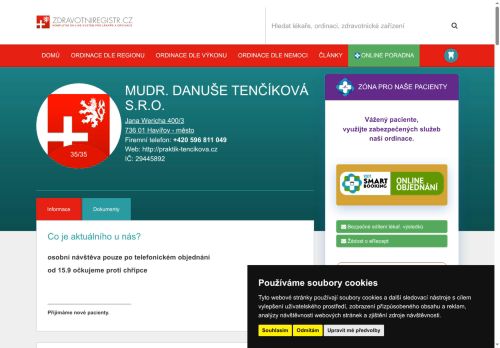 Desktop verze webu MUDr. Tenčíková Danuše s.r.o.