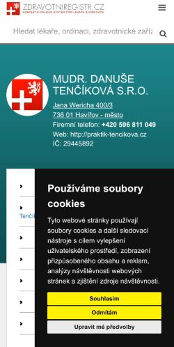 Mobilní verze webu MUDr. Tenčíková Danuše s.r.o.