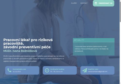 Desktop verze webu MUDr. Ivana Rožníčková