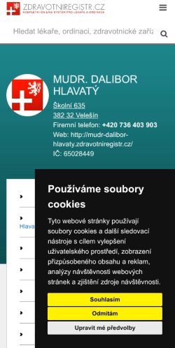 Mobilní verze webu MUDr. Dalibor Hlavatý - praktický lékař pro dosp ělé
